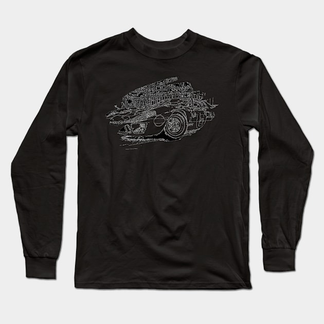 GT40 Action Art Splash Print Wireframe Long Sleeve T-Shirt by SynchroDesign